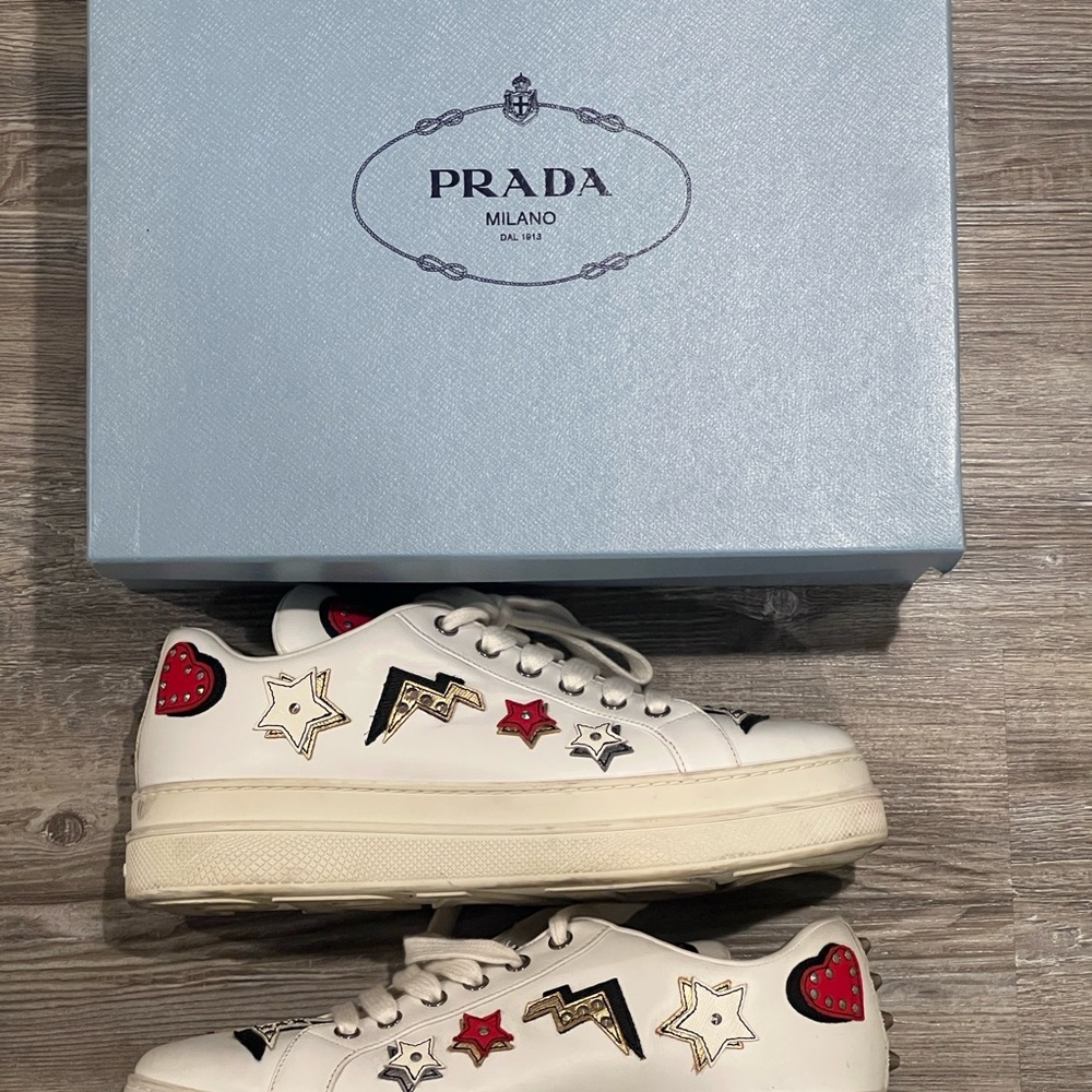 Prada Women’s Leather Heart Platform Sneakers